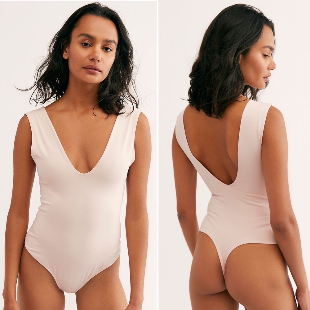 Free People Keep It Sleek Duo Bodysuit Pink Rose Size Large